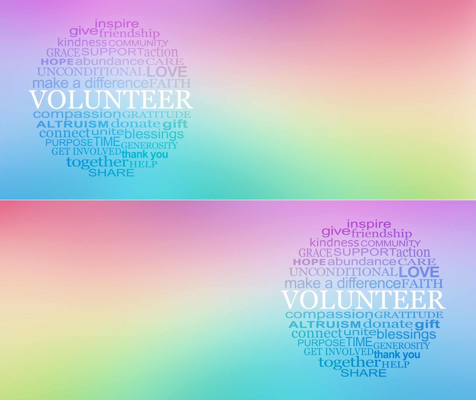 Volunteer Campaign Rainbow Message Banner x 2 versions